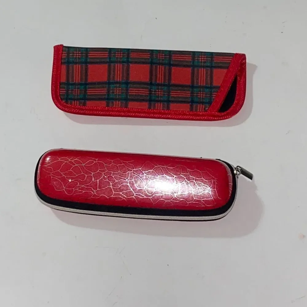 Style Vintage Red and Green Glasses Case Set